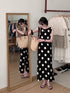 Polka Dot Sleeveless Long Side Slit Casual Dress
